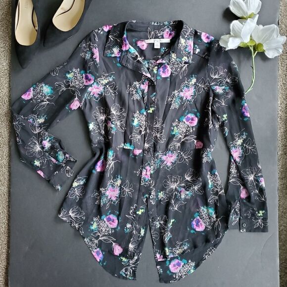 Lauren Conrad Floral Long Sleeve Blouse - Picture 1 of 8